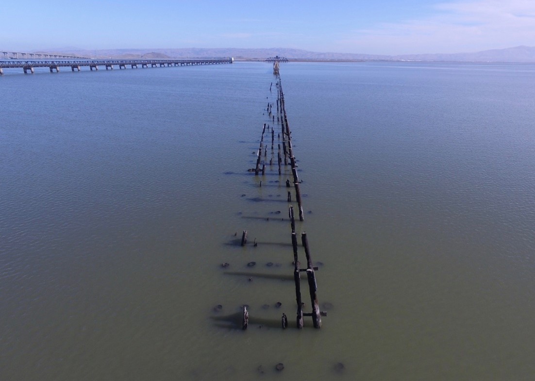 Western Portion of the Dumbarton Bridge showing the burned-down portion