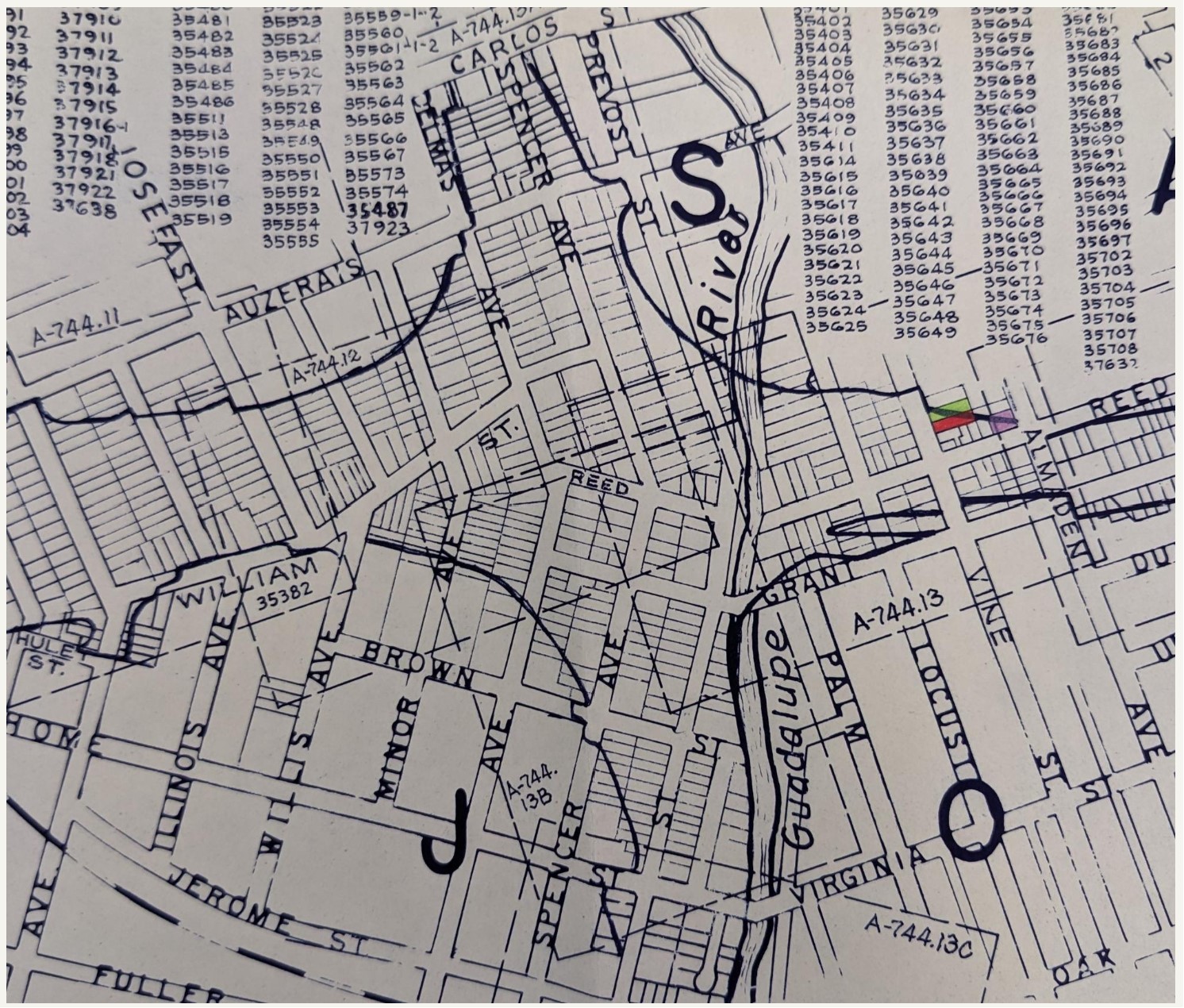Archival image of freeway plans