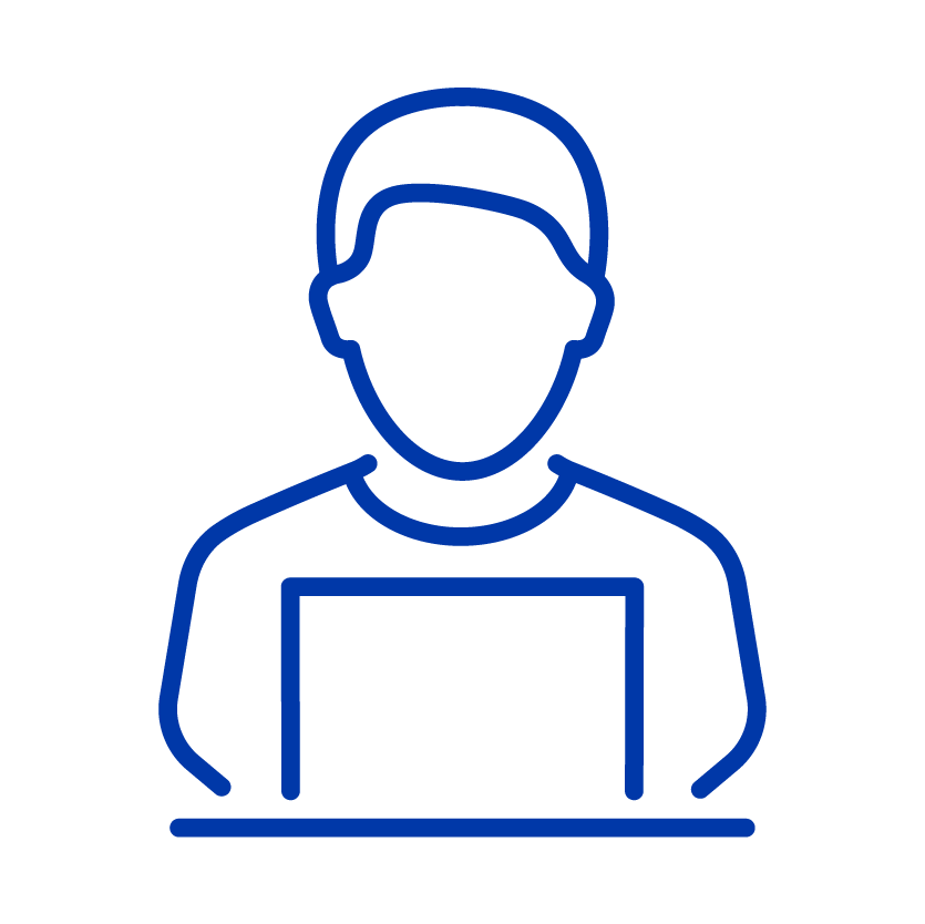 Icon of person on laptop