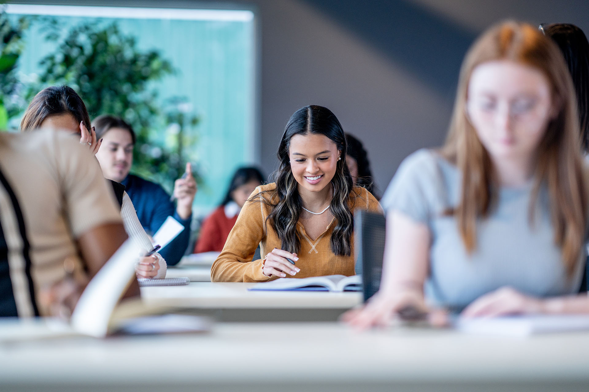 College students working