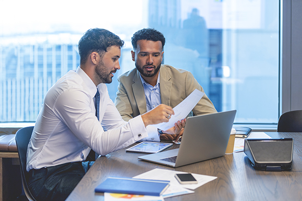 Male accountants collaborating