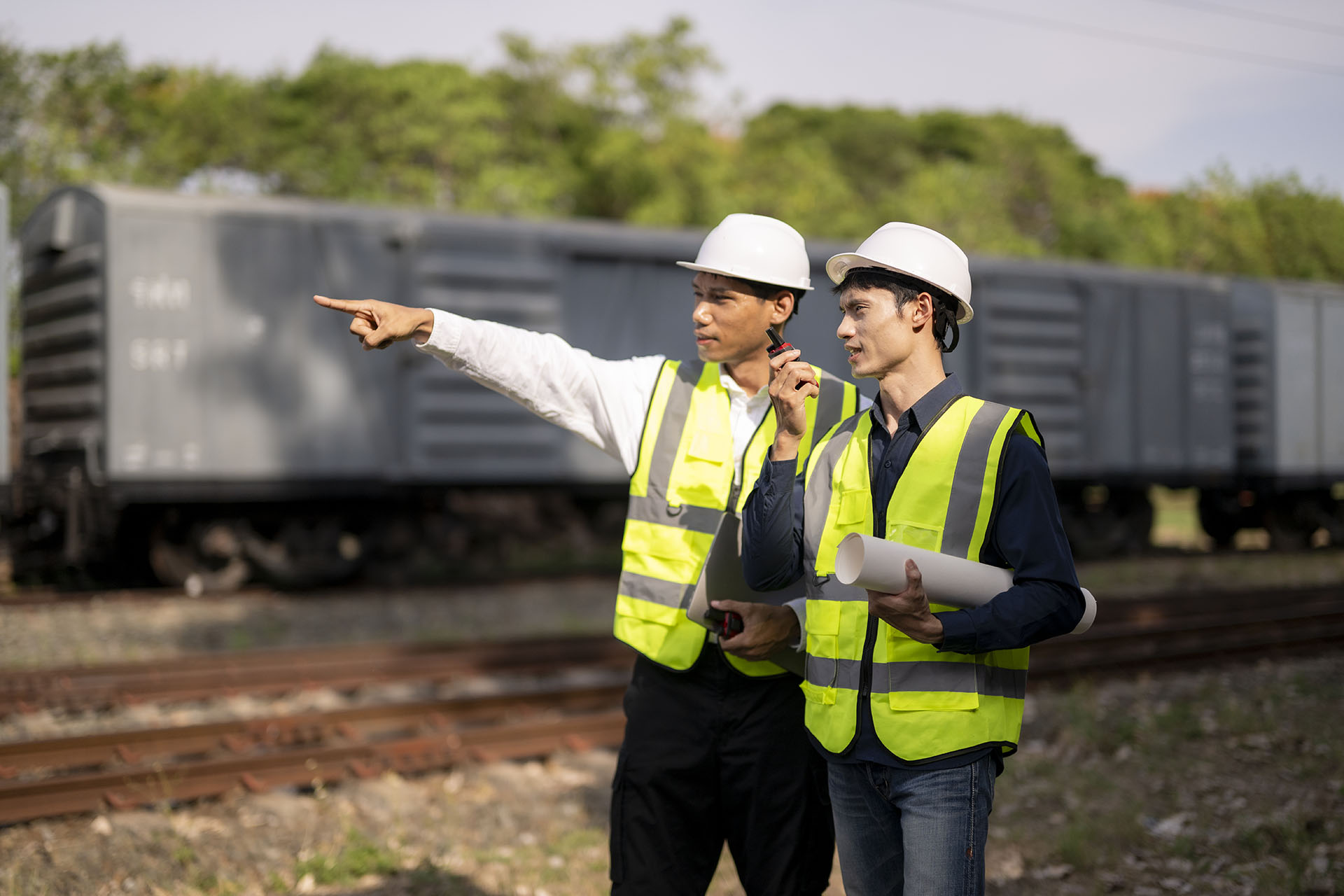 Railroad engineers on the field
