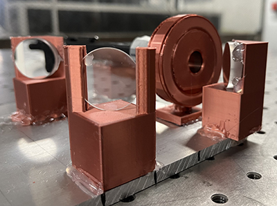 Photograph of 3D-printed interferometer components.