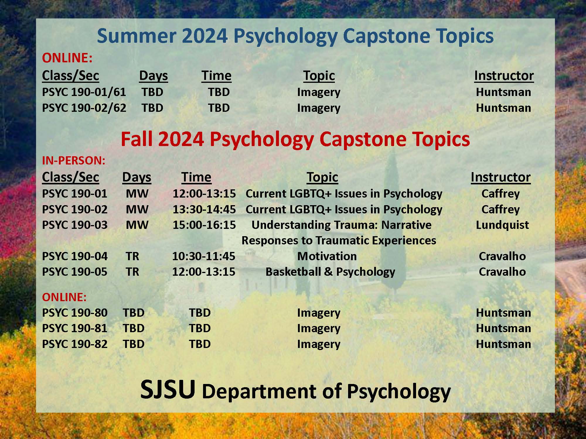 Summer and Fall 2024 Capstone Topics