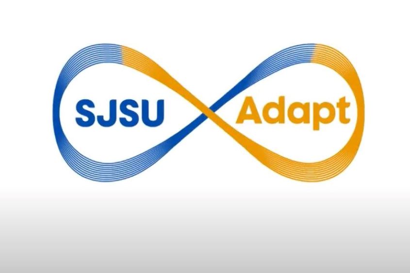 The words SJSU and Adapt wrapped in an infinity loop.
