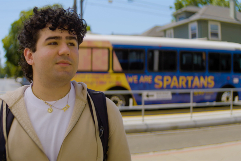 A student that took the free and frequent south campus parking garage shuttle to the main campus to avoid main campus parking headaches.