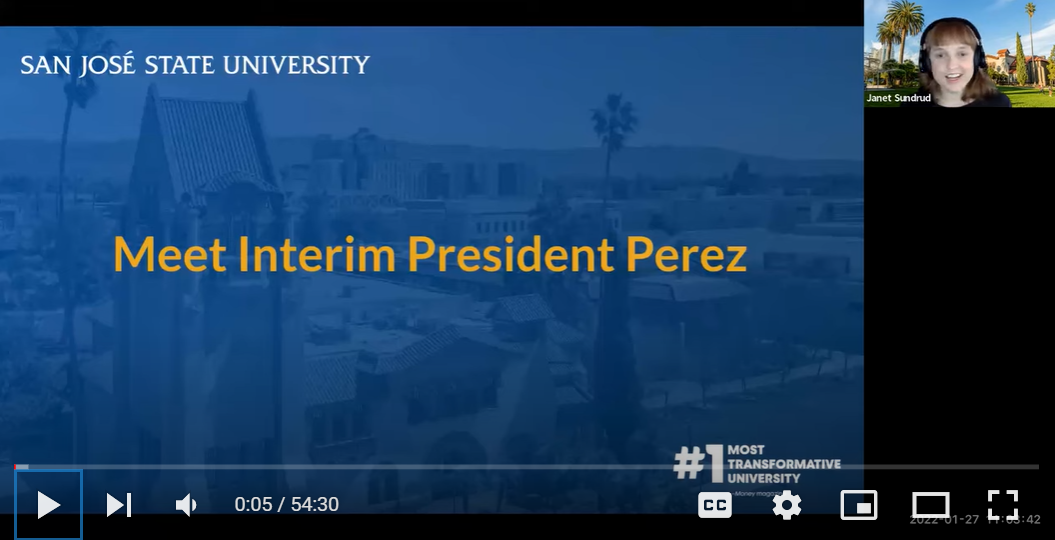 Zoom Presentation with Interim President Perez