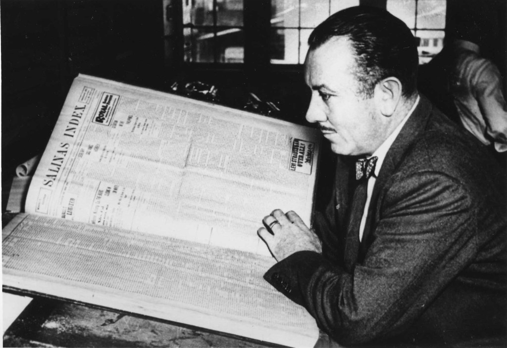 Steinbeck reading back issues of the Salinas Index/Salinas Californian.