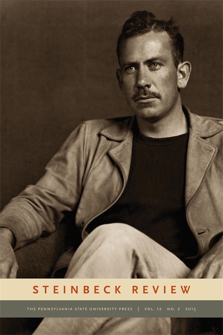 Cover image for Steinbeck Review with portrait of Steinbeck.
