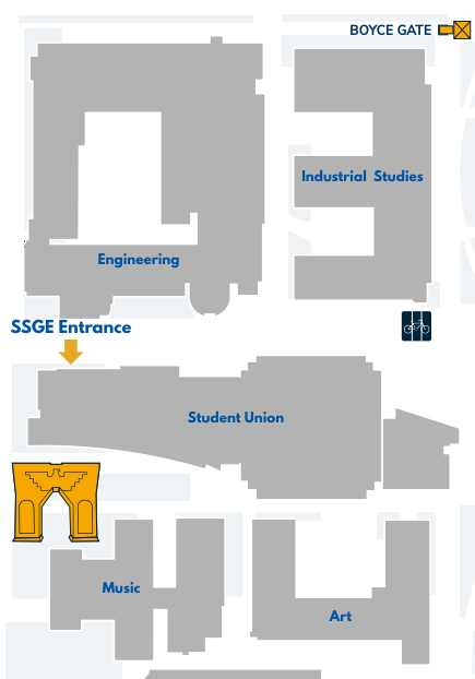 Map of entrance to Student Union.