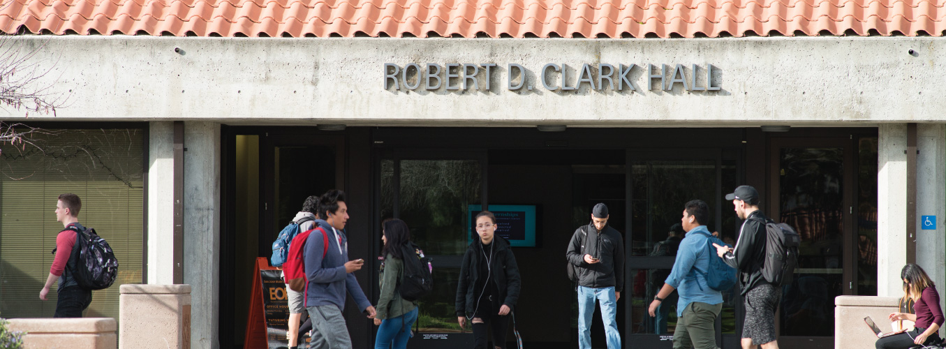 Students outside Clark Hall