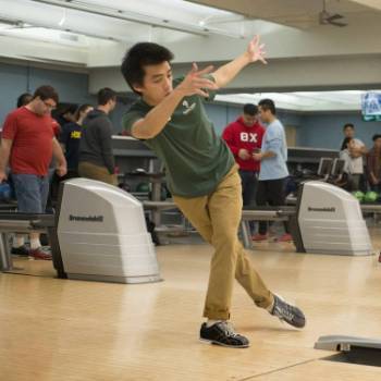 Picture of student bowling.