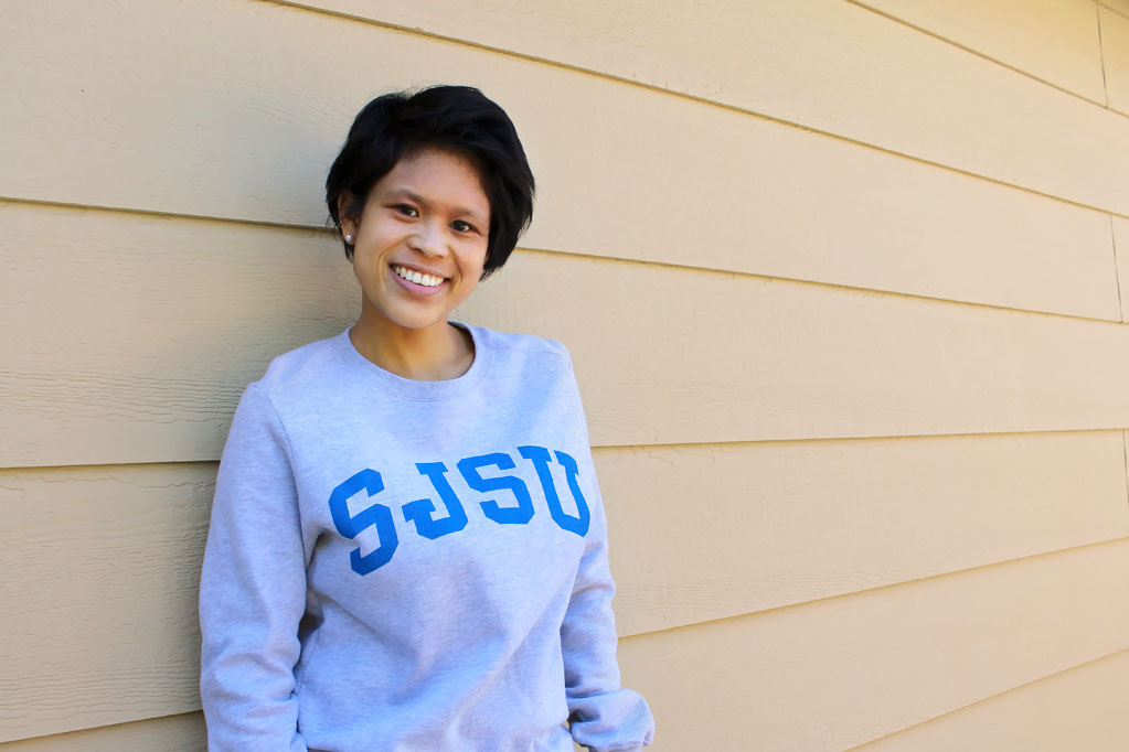 Image of student, Erin Enguero, in SJSU sweater.