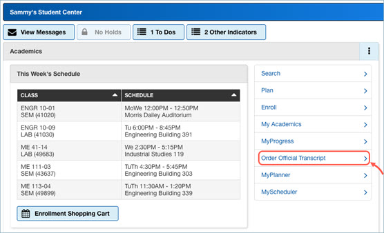 Official Transcript Order link