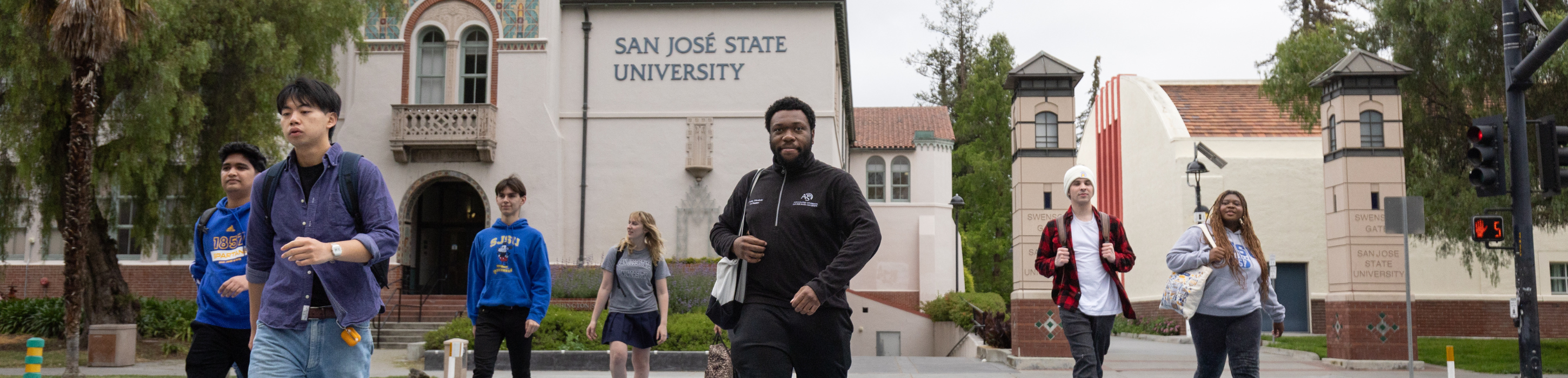 Students walking outside of San Jose State University