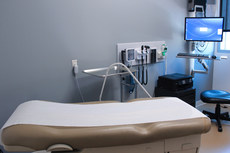 An exam room at the Student Wellness Center 