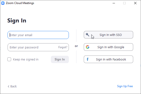 Select the the “Sign In with SSO” button to sign in